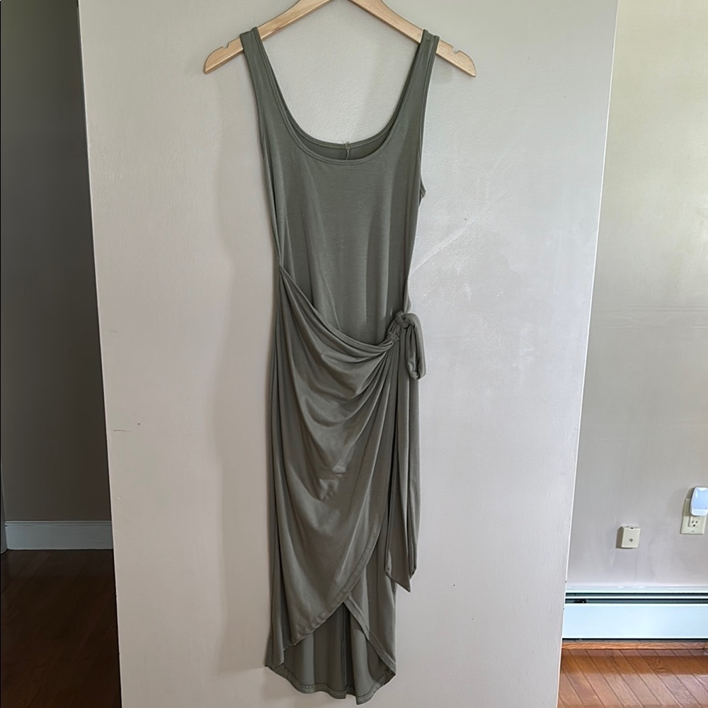 Green Asymmetrical Ruched Sundress